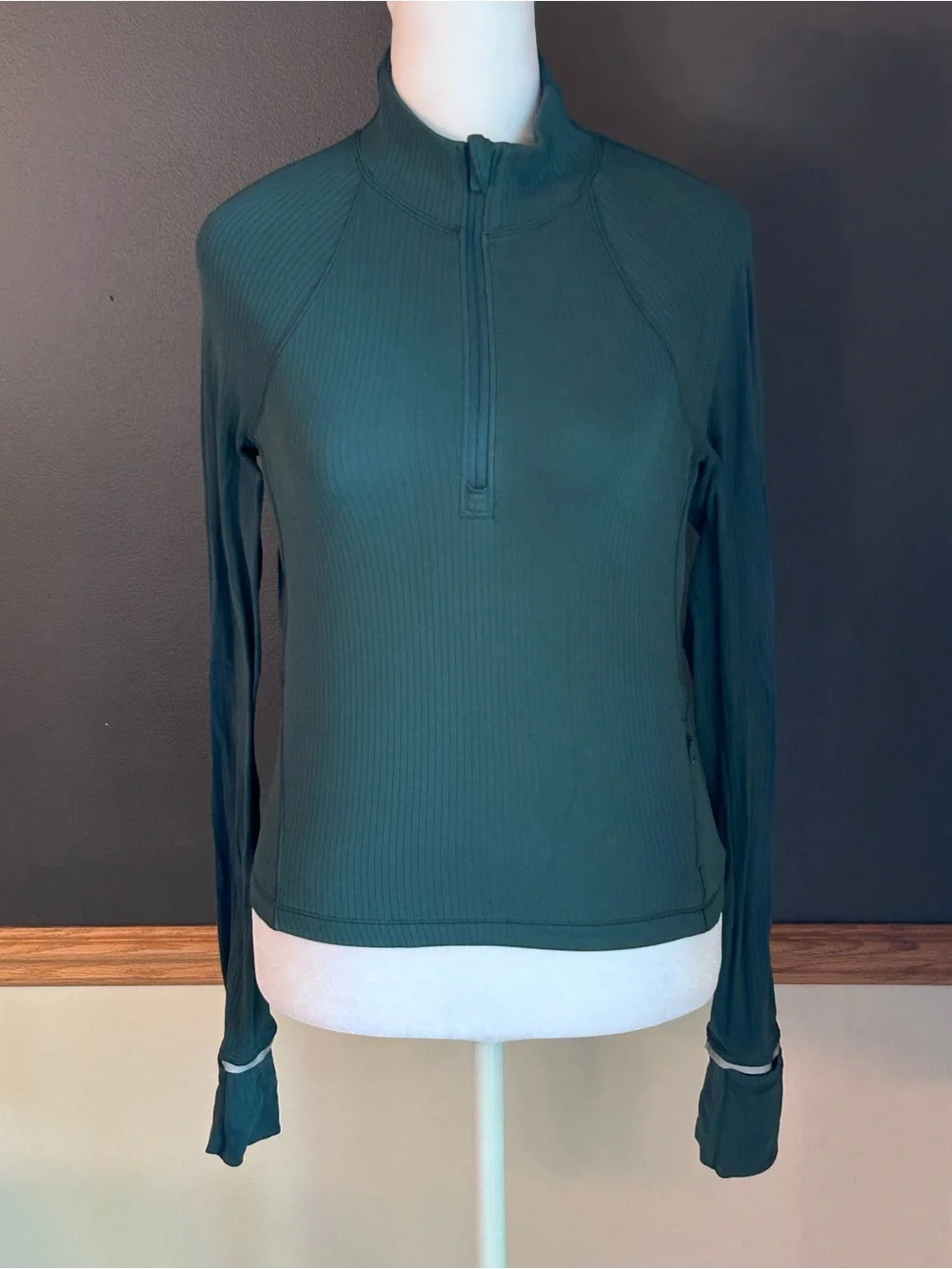 Lululemon Its Rulu Run Cropped Half Zip Green Jasper Size 6